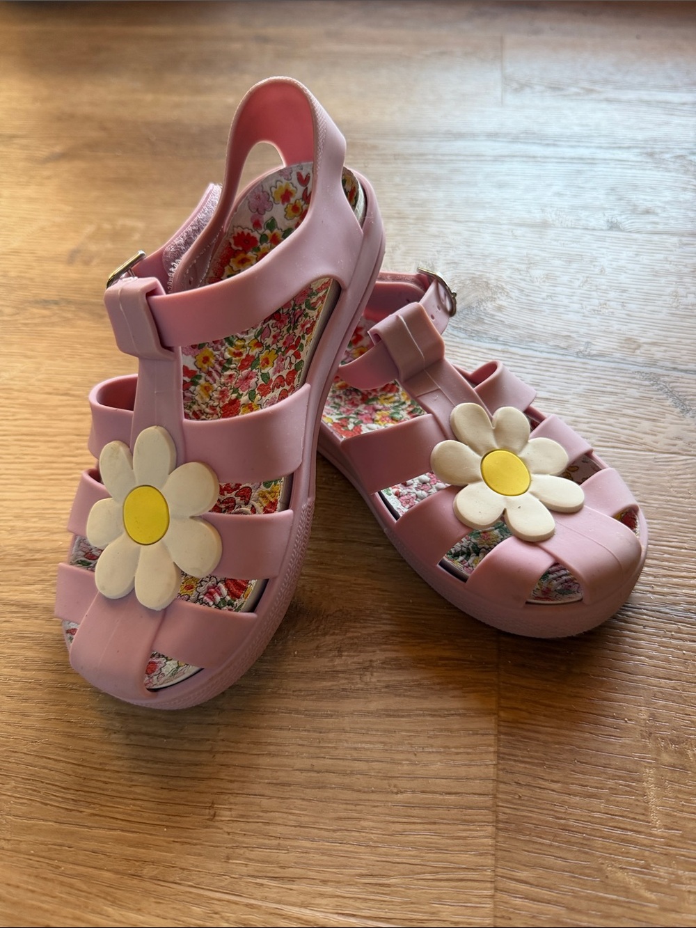 Mini Boden Pink Flower Jelly Sandals